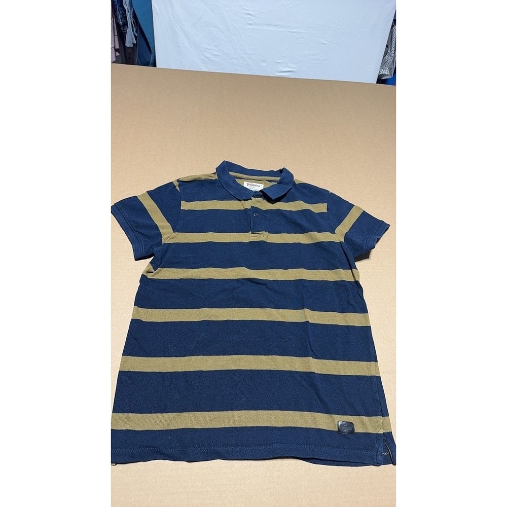The Roadsters Mens Striped Polo Shirt Navy Olive Green Cotton Size M 9-24